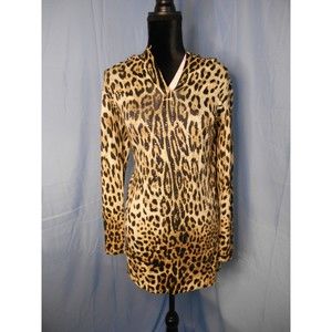 Kristine Accessories Vintage Leopard Hoodie Tunic M Y2K Lightweight NWT RK8